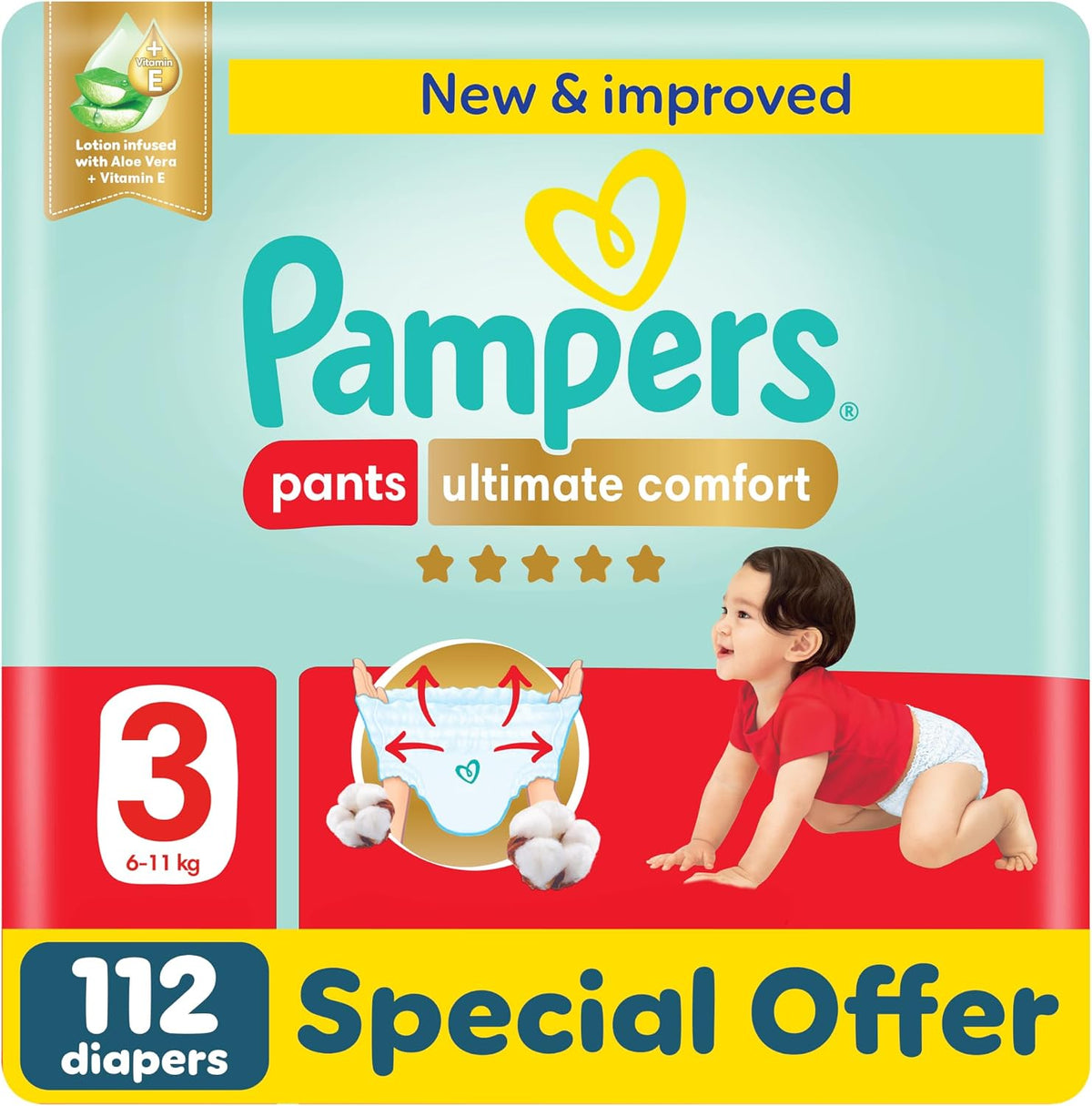 Pampers Ultimate Comfort Culotte Pants Diapers Size 3, 6-11kg SSP 112 Count