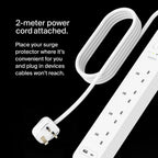 Belkin 4-Outlet Surge Protector Power Strip, Wall-Mountable with 4 AC Outlets, 2M Power Cord, & Green Indicator Light - USB-C Port & USB-A Port w/USB-C PD Fast Charging - 525 Joules of Protection