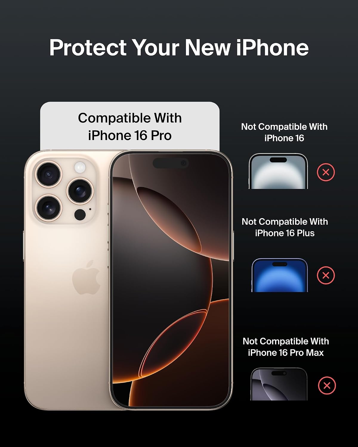Belkin ScreenForce UltraGlass 2 Treated iPhone 16 Pro Screen Protector, scratch-resistant, 9H hardness tested glass, slim design, with bubble-free application, full screen coverage for iPhone 16 Pro