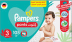 Pampers Baby-Dry Pants Diapers with Aloe Vera Lotion, 360 Fit & up to 100% Leakproof, Size 3, 6-11kg, Mega Box, 105 Count