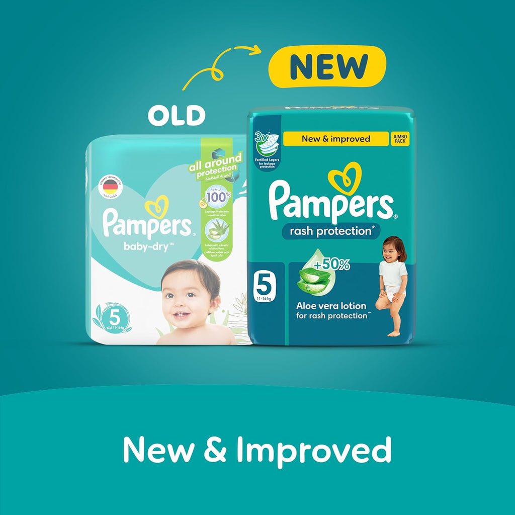 Pampers Rash Protection, Size 5, 11-16 kg, Carry Pack, 14 Diapers
