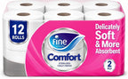 Fine Comfort Toilet Tissues Paper 12 Rolls, 180 sheets x 2 Ply — front product image