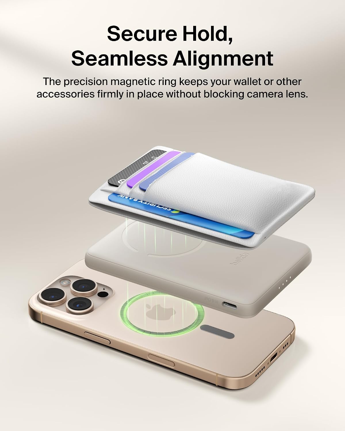 Belkin BoostCharge 5000mAh Magnetic Power Bank with Magnetic Ring - Sand