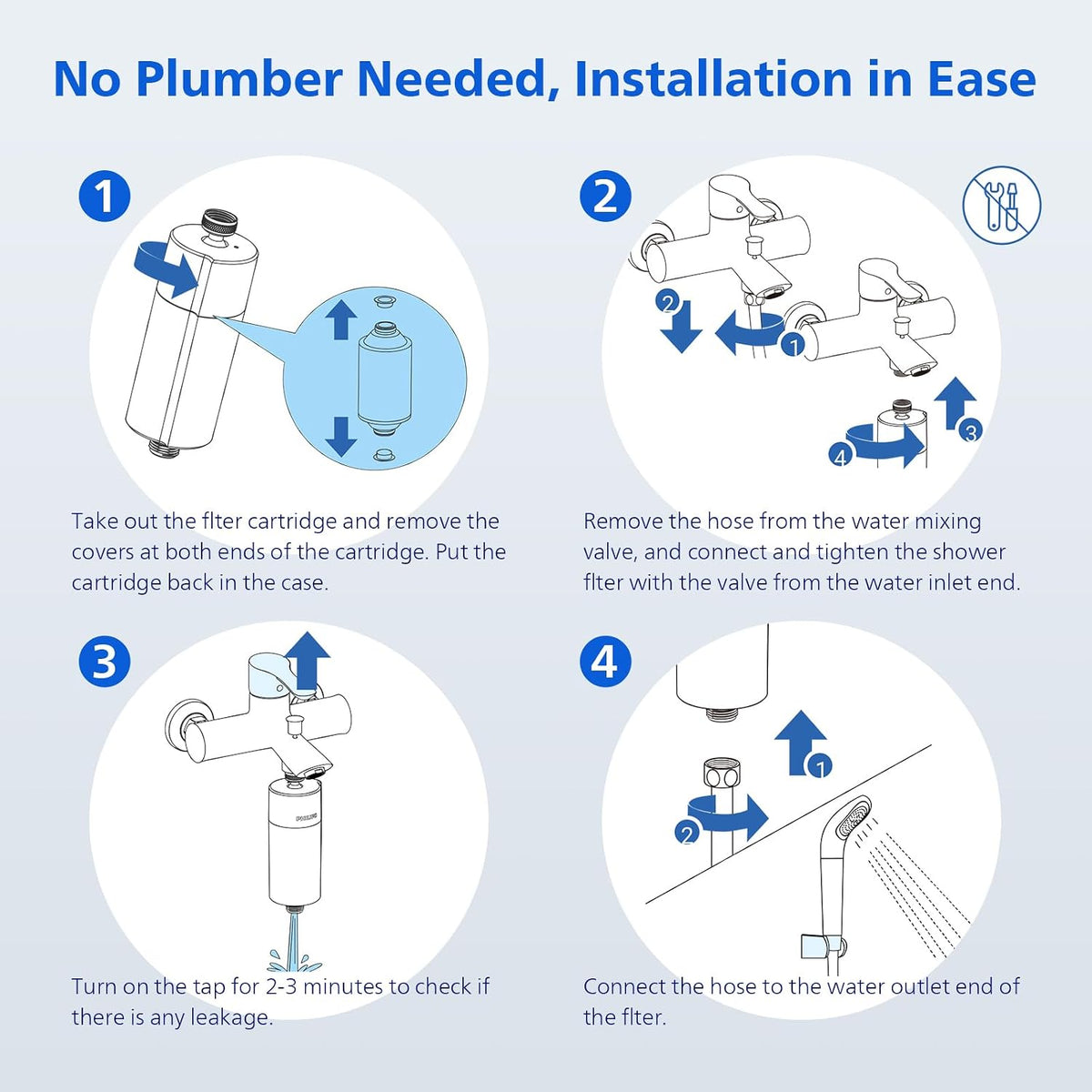 Philips Water AWP1775 - In-Line Shower Filter - Reduces Chlorine by up to 99 Percent I Easy to Install I Fits all UK and Eire Shower hoses and taps I HIGH WATER FLOW I CONVENIENT AND EASY I White — White