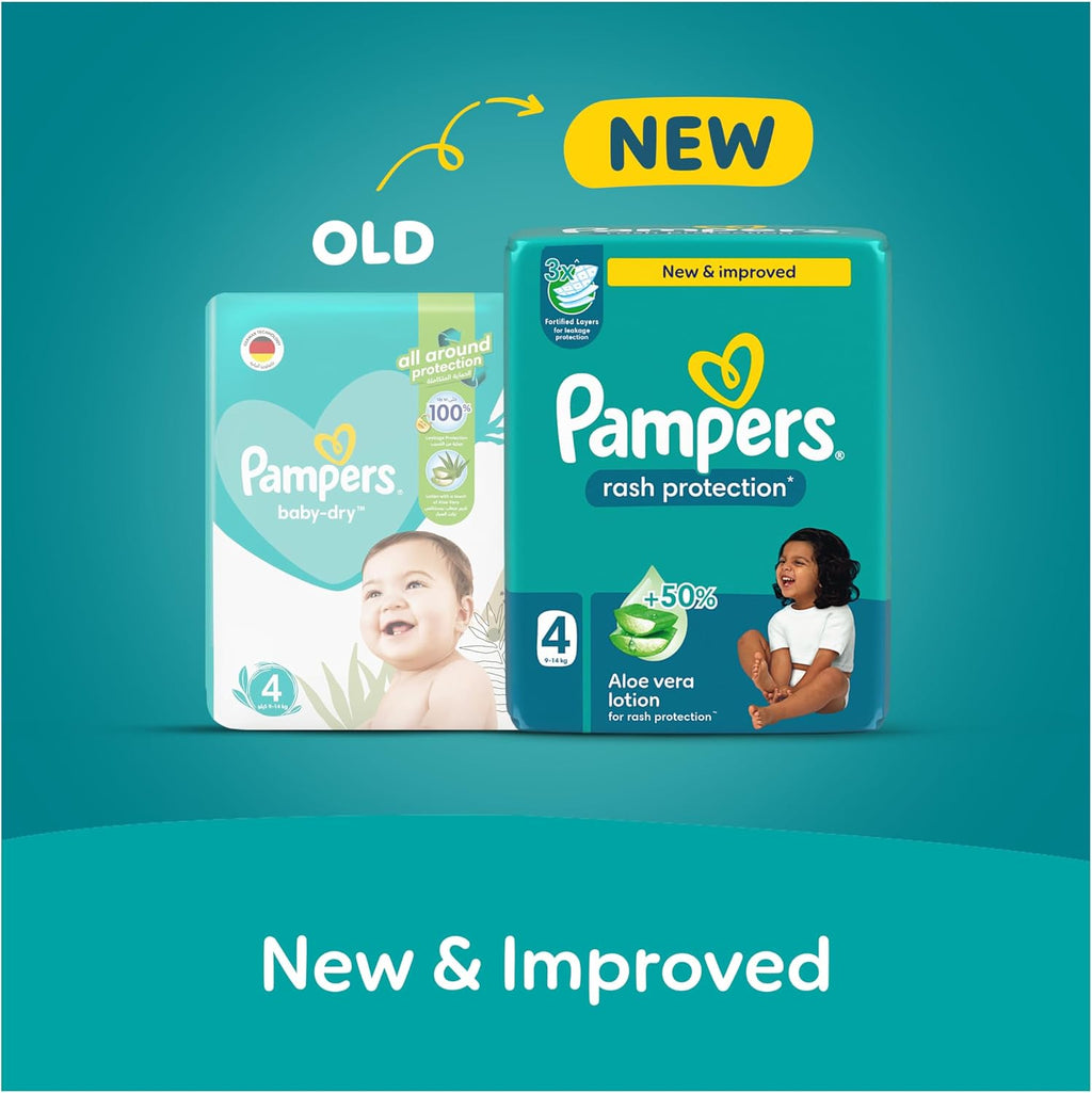 Pampers Rash Protection Aloe Taped Diapers 9-14kg Size 4 Giga Box 270 Count