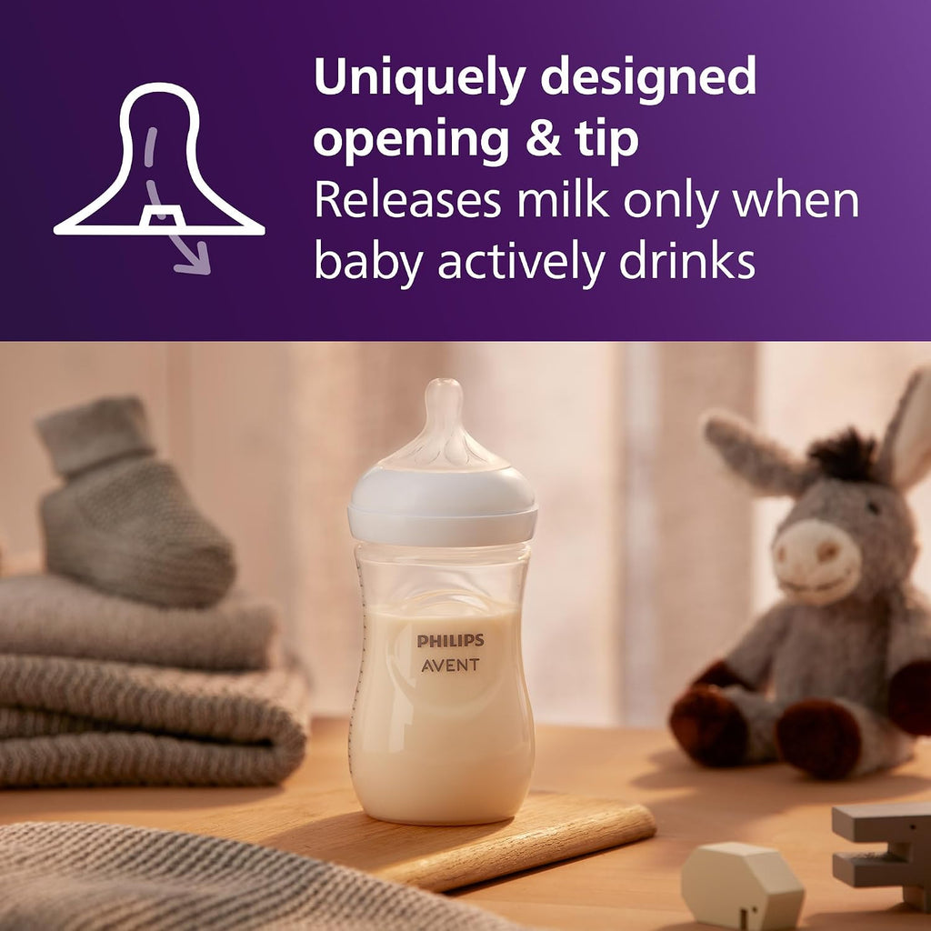 Philips Avent Natural Response Baby Bottles SCY903, 260ml, Pack of 4 — Clear