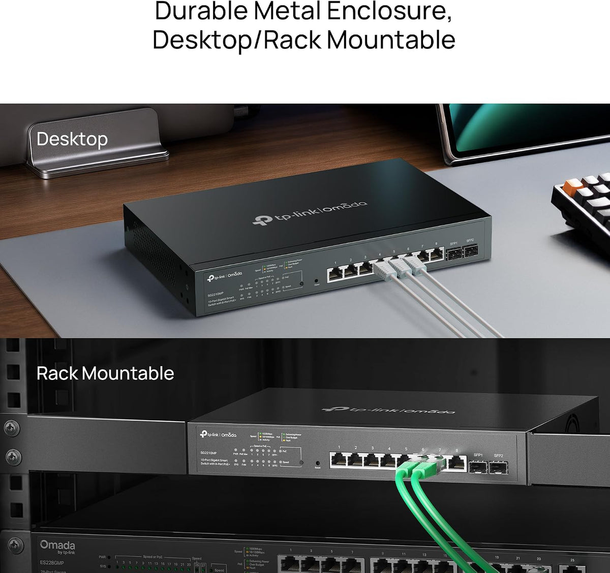 TP-Link TL-SG2210MP | Jetstream 10 Port Gigabit Smart Managed PoE switch | 8 PoE+ Ports @ 150W, 2 SFP Slots | Support Omada SDN | PoE Recovery | IPv6 | Static Routing | 5 Year Manufacturer Warranty
