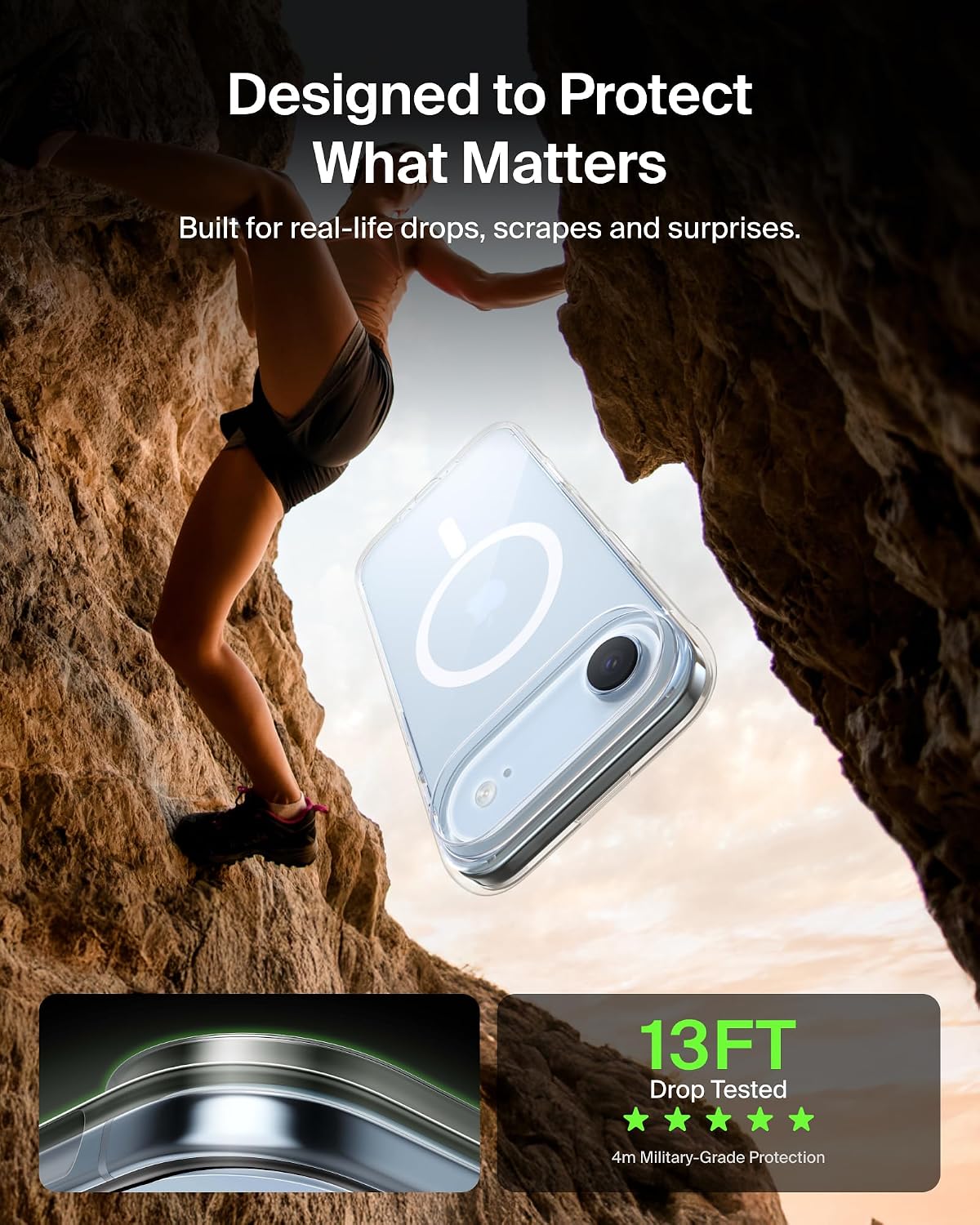 Belkin SheerForce Clear MagSafe Compatible iPhone Air Case with Slim Design & Anti-Scratch Treated Coating - Magnetic, Transparent, & Shockproof Protective iPhone Case - Clear