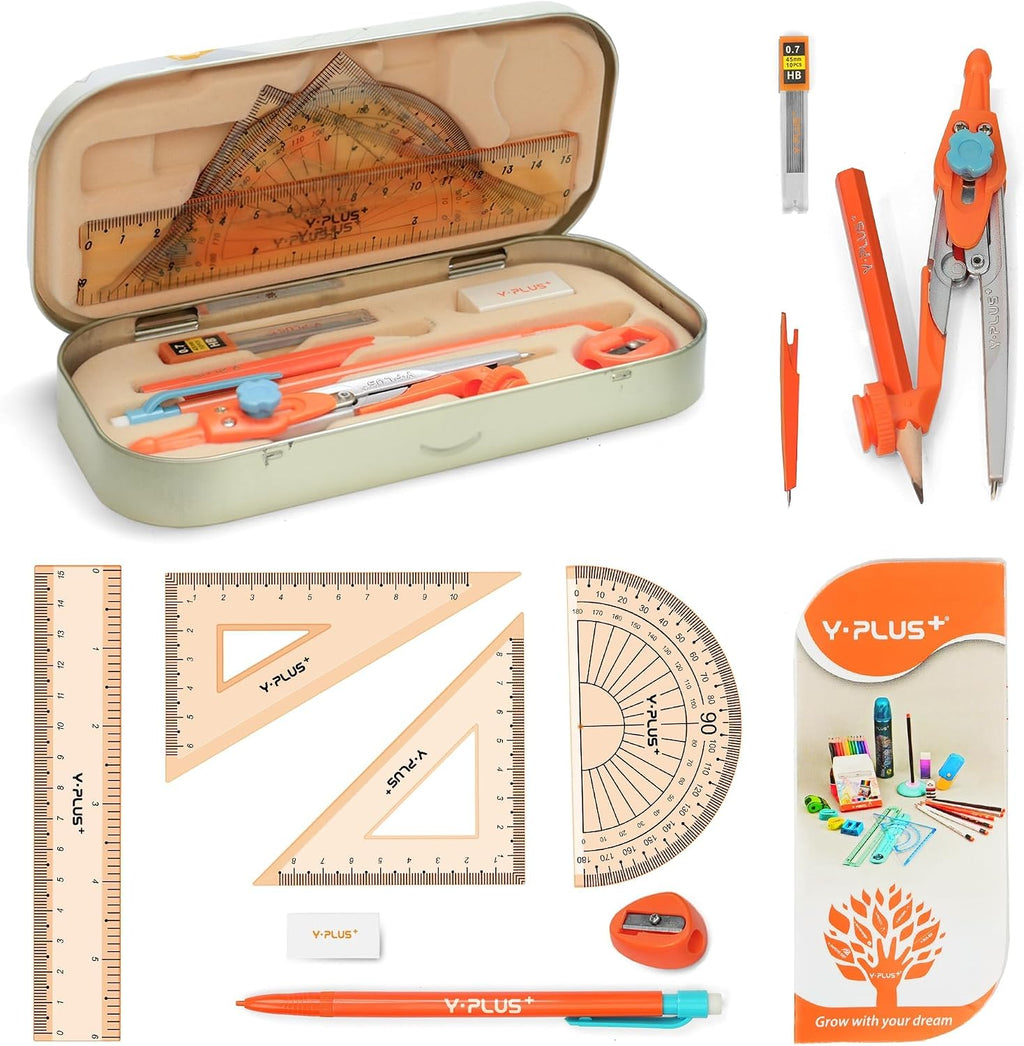 YPLUS Geometry Set with Storage Tin — 12 Pieces