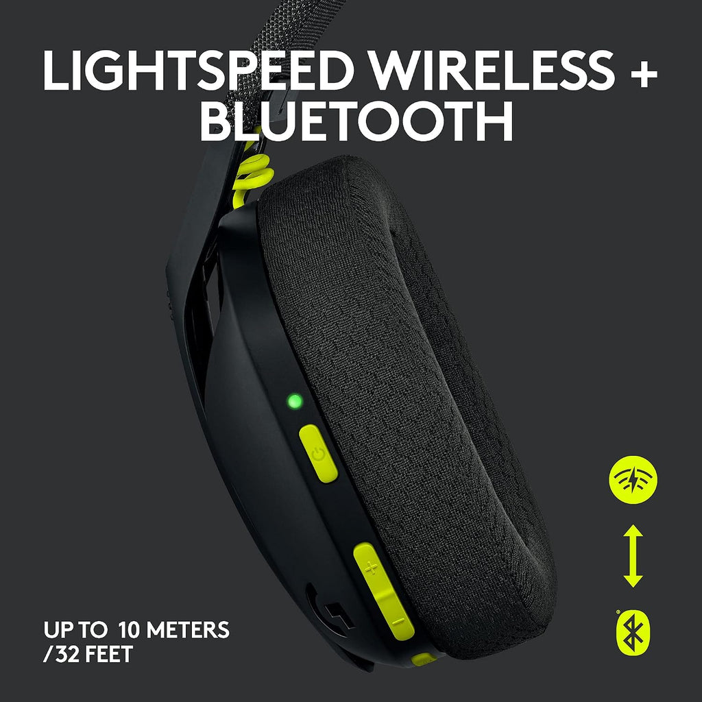 Logitech G435 Wireless Gaming Headset — Black / Neon Yellow