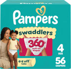Pampers Diapers - Swaddlers 360 - Size 4, 56 Count, for up to 100% Leakproof Premium Skin Protection (Packaging May Vary)