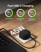 Belkin Compact Wall Charger 45W + USB-C to USB-C Cable, Fast Charging for Apple iPhone 17, iPhone Air, iPhone 16 Serie, Samsung Galaxy S25, Google Pixel, iPad, AirPods & More - Black