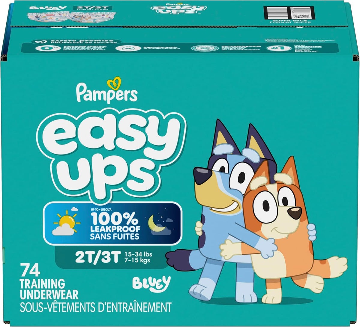 Pampers Easy Ups Training Pants Boys and Girls, Size 4 (2T-3T), 74 Count, Super Pack