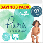 Pampers Pure Protection Dermatologically Tested Diapers, Size 5, 96 Diaper Count