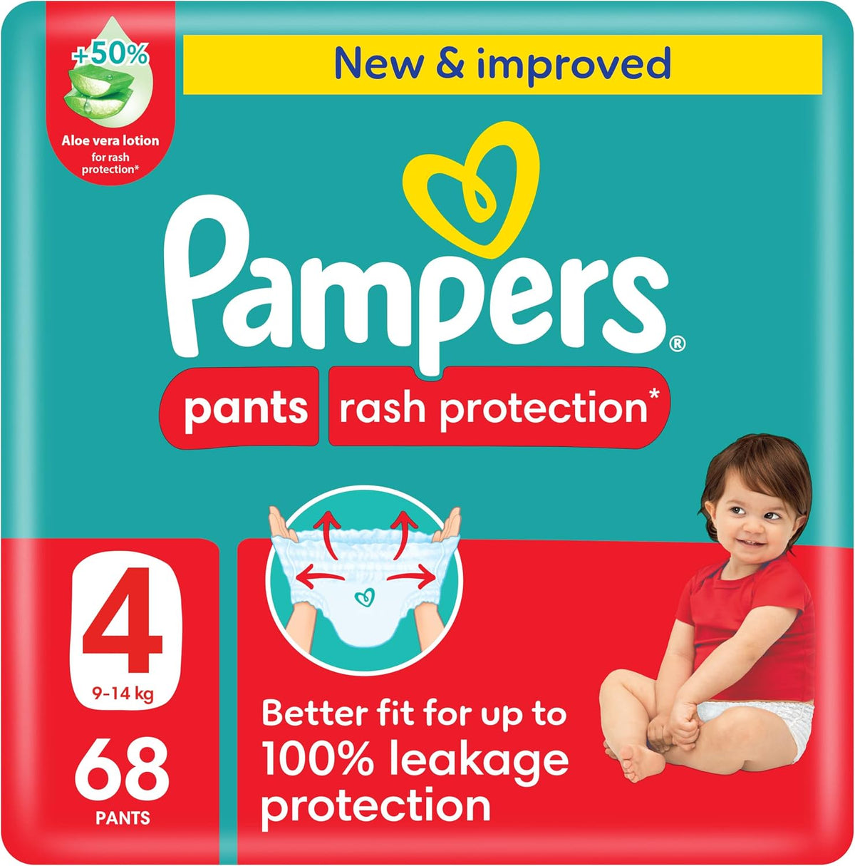 Pampers Rash Protection Culotte Pants Diapers 9-14kg Size 4 Giant 68 Count