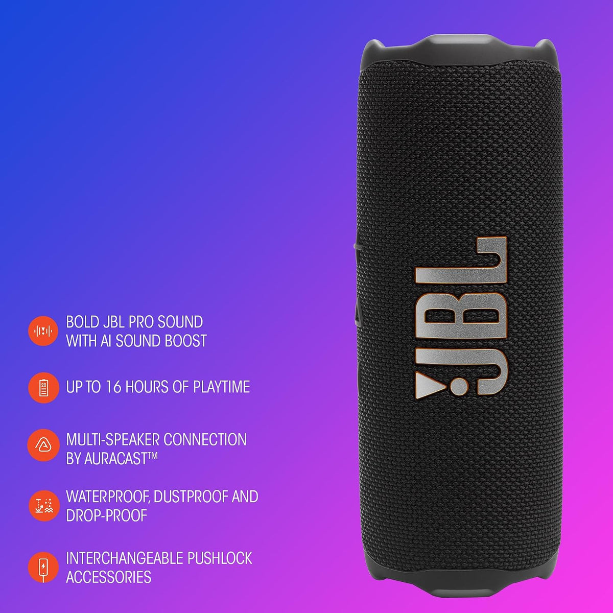 JBL Flip 7 Portable Bluetooth Speaker — Purple