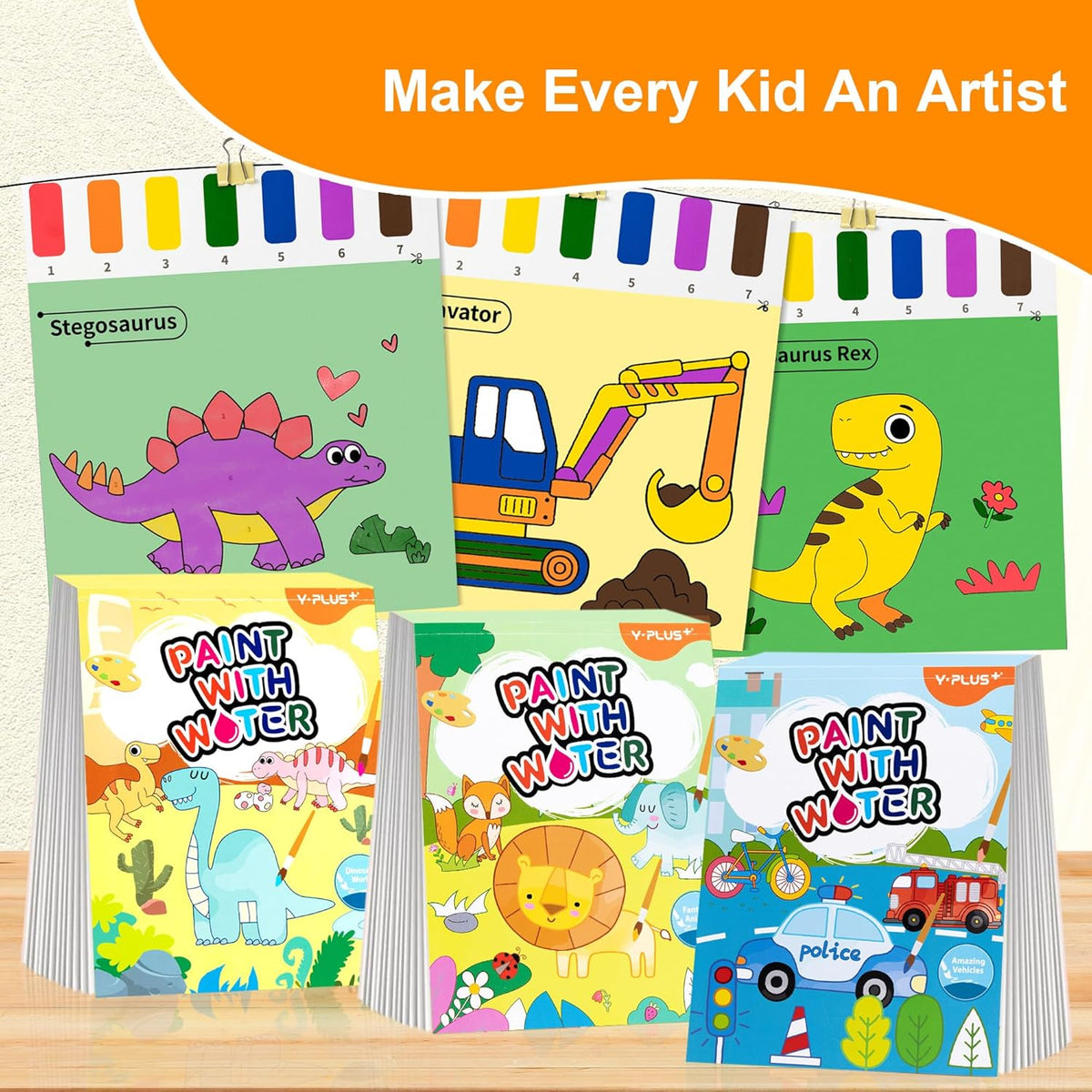 YPLUS Paint with Water Activity Books — The 5 themes