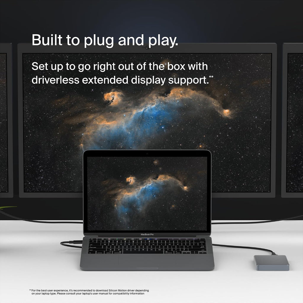 Belkin Connect 11-in-1 Universal USB-C Pro Dock w/ 3-Monitor Support, Silicon Motion Technology - Works with Mac, Windows, and Chromebook - 100W PD w/ 10Gbps Transfer Speeds & 2.5Gbps Ethernet