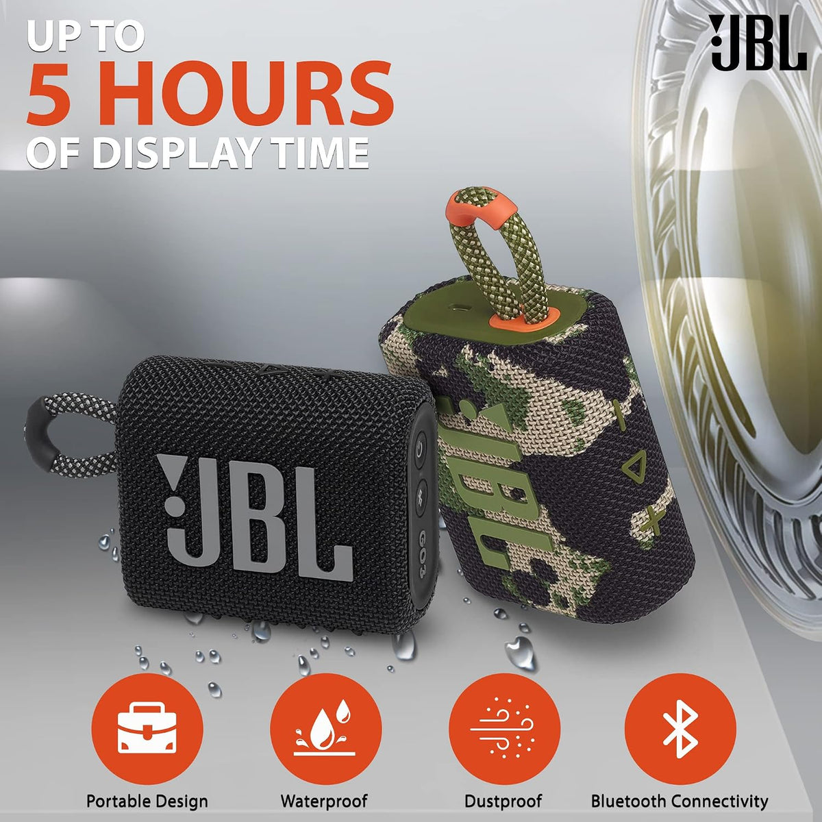 JBL Go 3 with Boomph Cleaning Cloth — Red