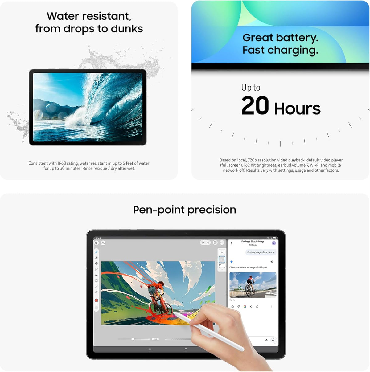 Samsung Galaxy Tab S10 FE 256GB WiFi Android Tablet, Large Display, Long Battery Life, Exynos 1580 Processor, IP68 Water-Resistant, 90 Hz Refresh, S Pen for Note-Taking, Blue- International Version
