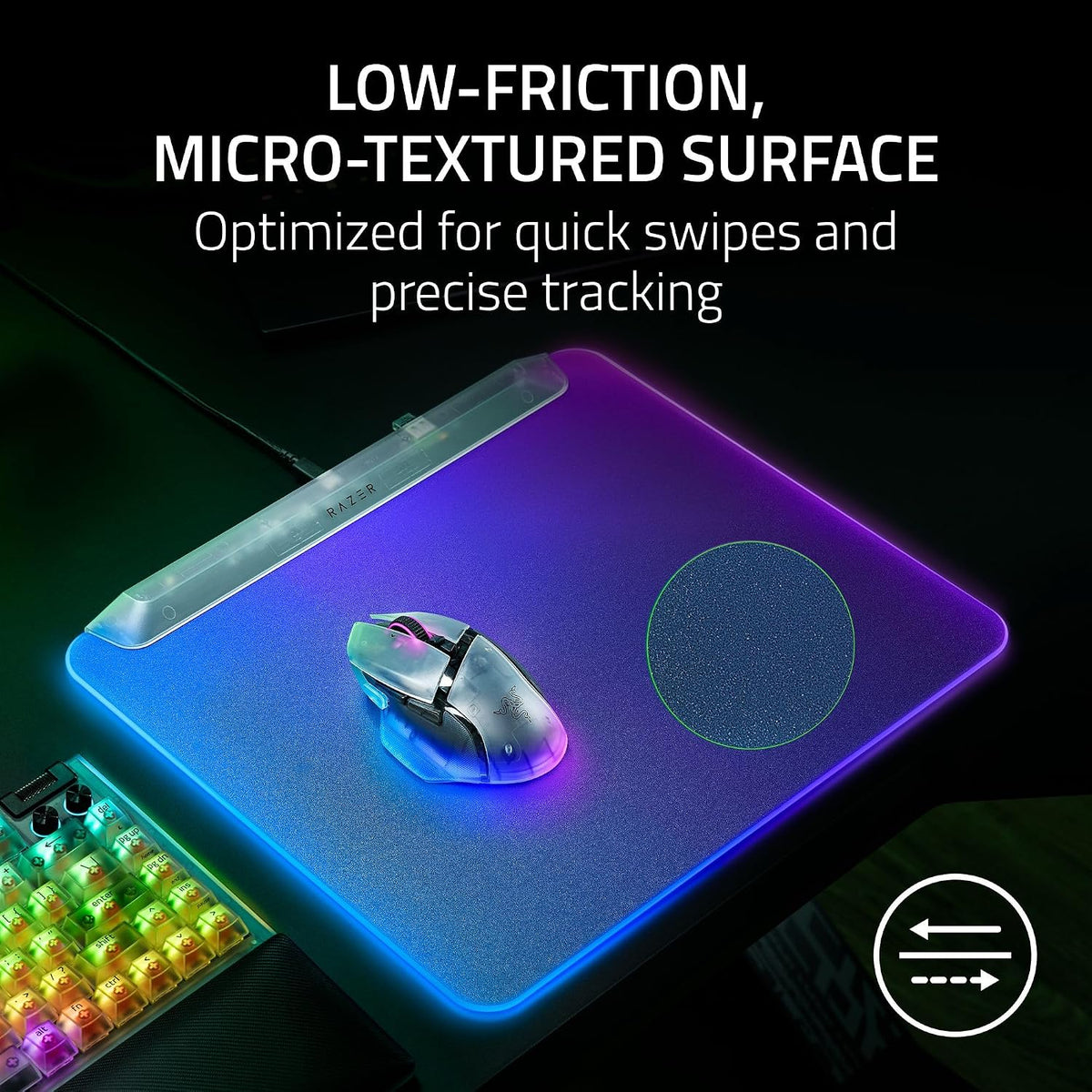 Razer Firefly V2 Pro Fully Illuminated RGB Gaming Mouse Mat — Phantom White Edition — product image 6