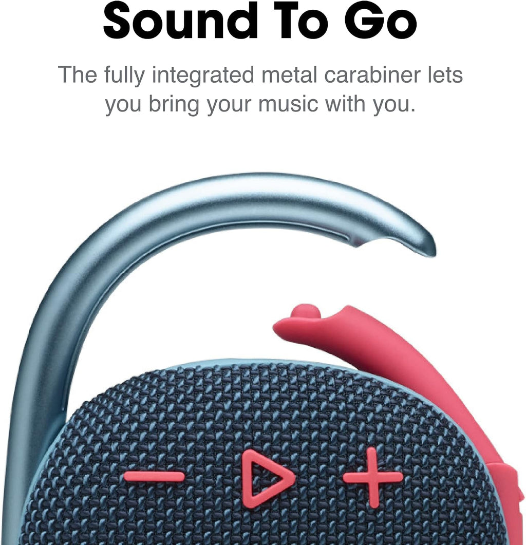 JBL Clip 4 Portable Bluetooth Speaker — Blue/Pink