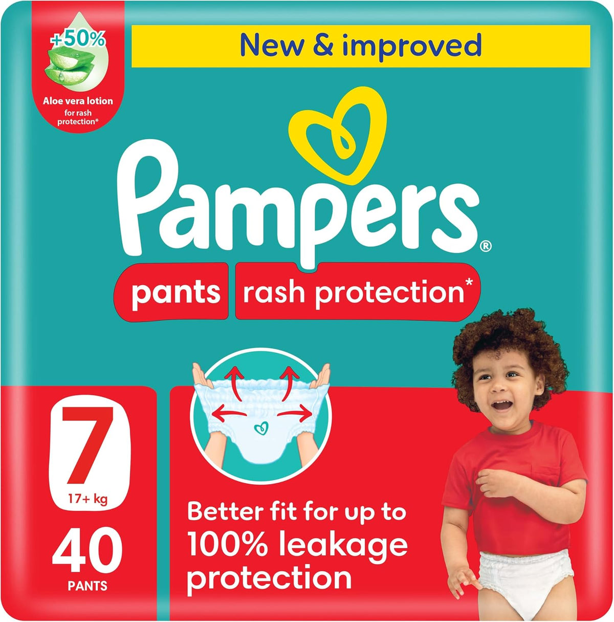 Pampers Rash Protection Culotte Pants Diapers Size 7, 17+kg Jumbo 40 Count