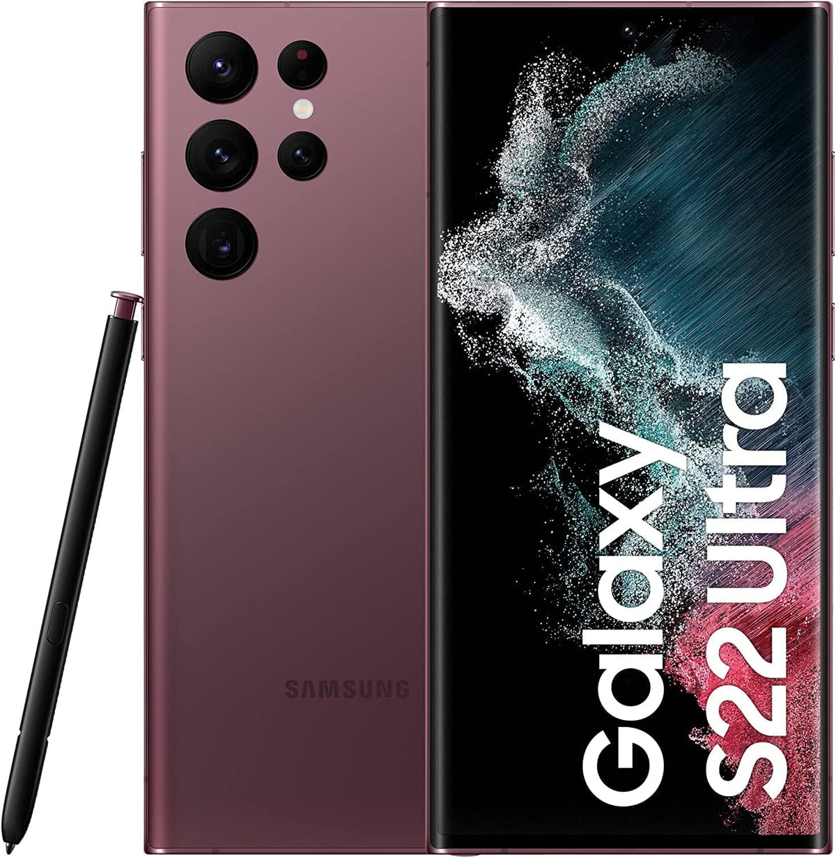 Samsung (Refurbished) Galaxy S22 Ultra 5G Dual sim Mobile Phone 256GB Android Smartphone Burgundy