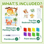 YPLUS Watercolour Activity Book with 8 Paint Colours — Animals