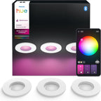 Philips Hue White & Colour Ambiance Xamento recessed spotlights, pack of 3, dimmable bathroom lights for Hue lighting system with 16 million colours, intelligent light control via voice and app, white — White