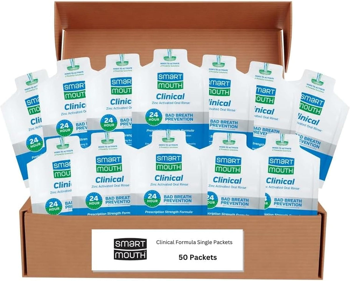 SmartMouth Clinical Zinc Activated Mouthwash Single Packs, 50 Count — front product image