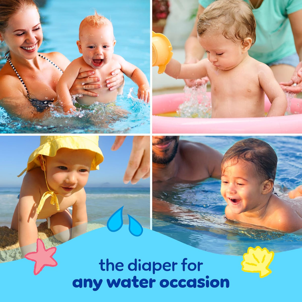 Pampers Splashers Swim Diapers - Size L, 17 Count, Gap-Free Disposable Baby Swim Pants