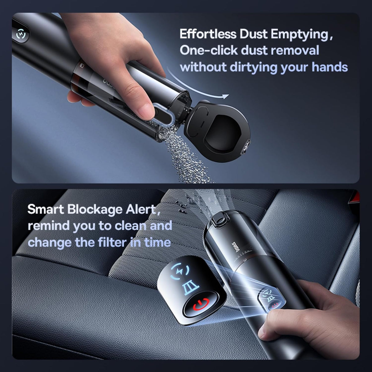 Baseus A5 Handheld Vacuum Cleaner, 16000Pa Cordless Suction, 130W Brushless Motor, 7500mAh Battery, USB-C Charging, HEPA Filter, for Car, Home, Office (Black) — 16000Pa-A5 — Black