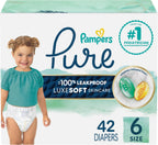 Pampers Diapers Size 6, 42 Count - Pure Protection Disposable Baby Diapers, Hypoallergenic and Unscented Protection, Super Pack (Packaging & Prints May Vary)
