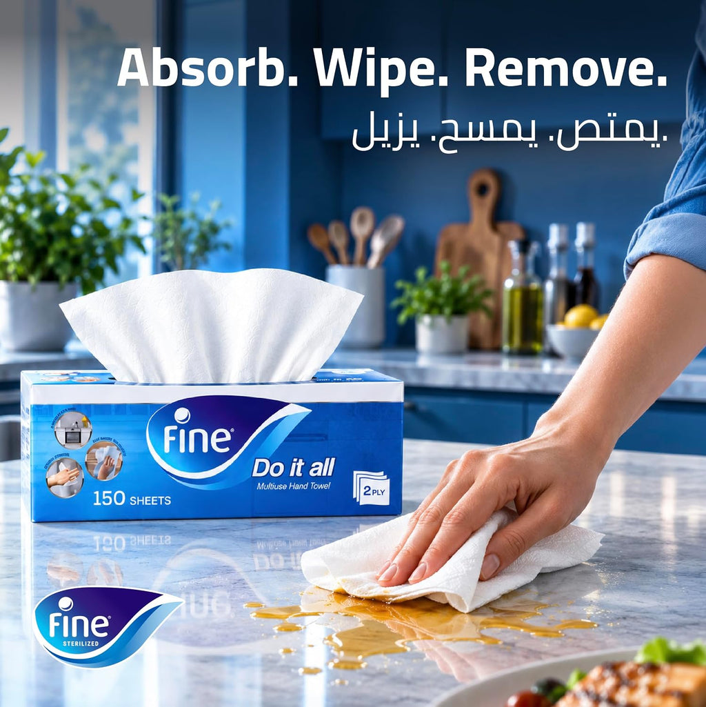 Fine Multi-Purpose Kitchen Paper Hand Towel Tissue, 150 sheets x 2Ply — additional view 5