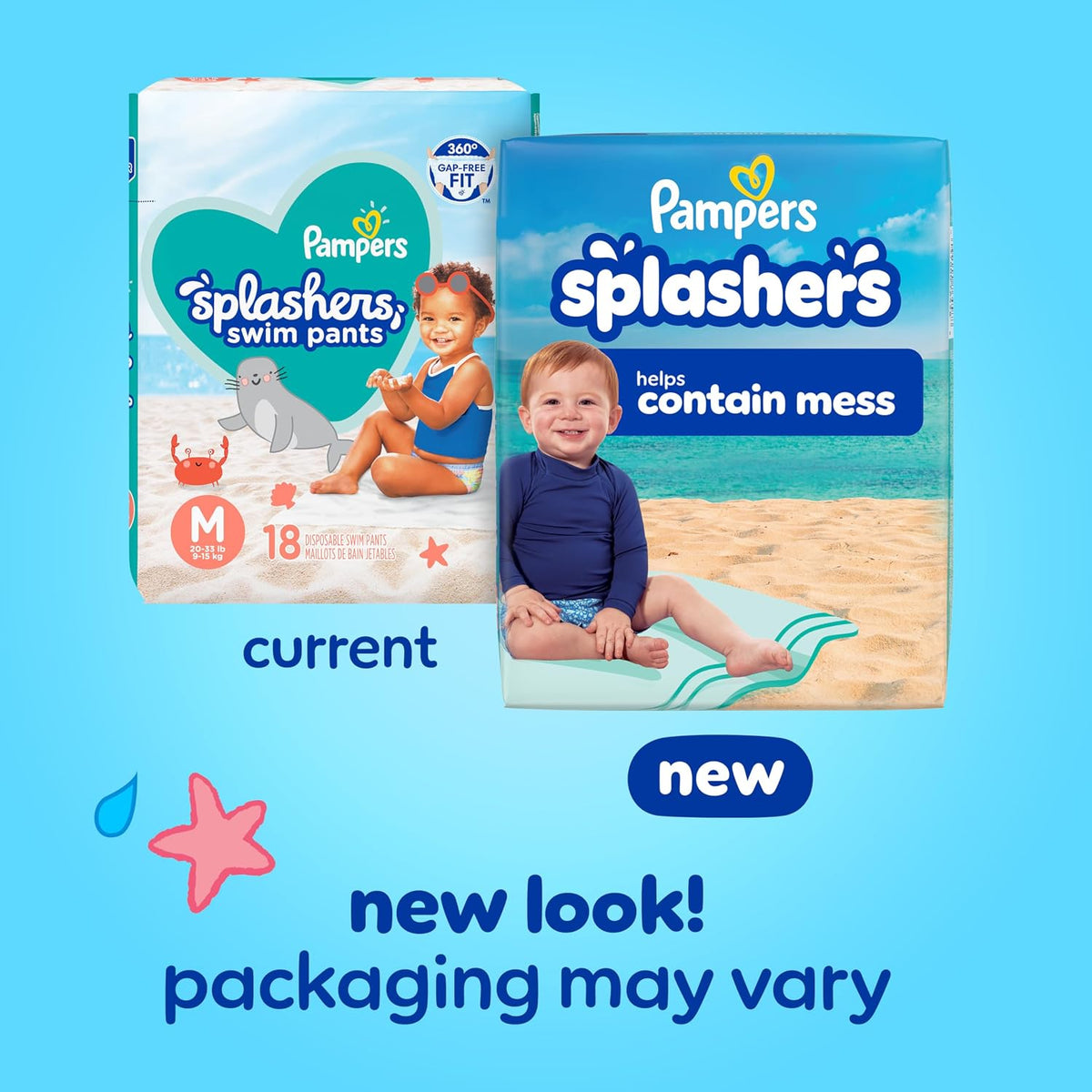 Pampers Splashers Swim Diapers - Size L, 17 Count, Gap-Free Disposable Baby Swim Pants