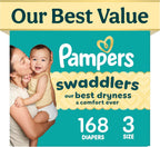 Pampers Diapers Size 3, 168 Count - Swaddlers Disposable Baby Diapers (Packaging & Prints May Vary)