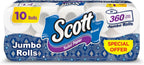 Scott Embossed White Toilet Paper, Jumbo Roll, 2ply 360 Sheets, 10 Rolls — front product image