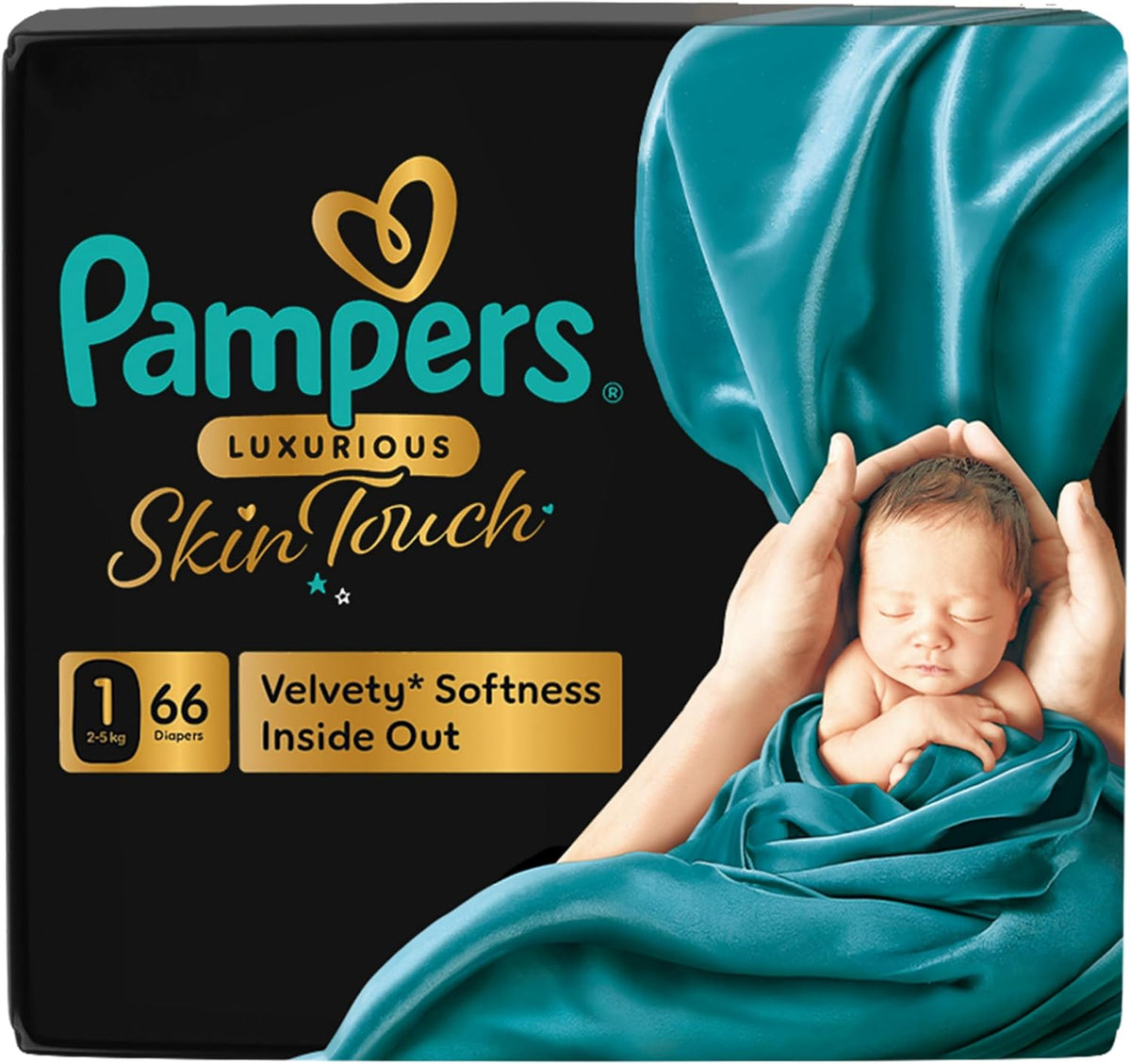 Pampers Luxurious Skin Touch Premium Diapers 2-5kg Size 1, 66 for Newborns