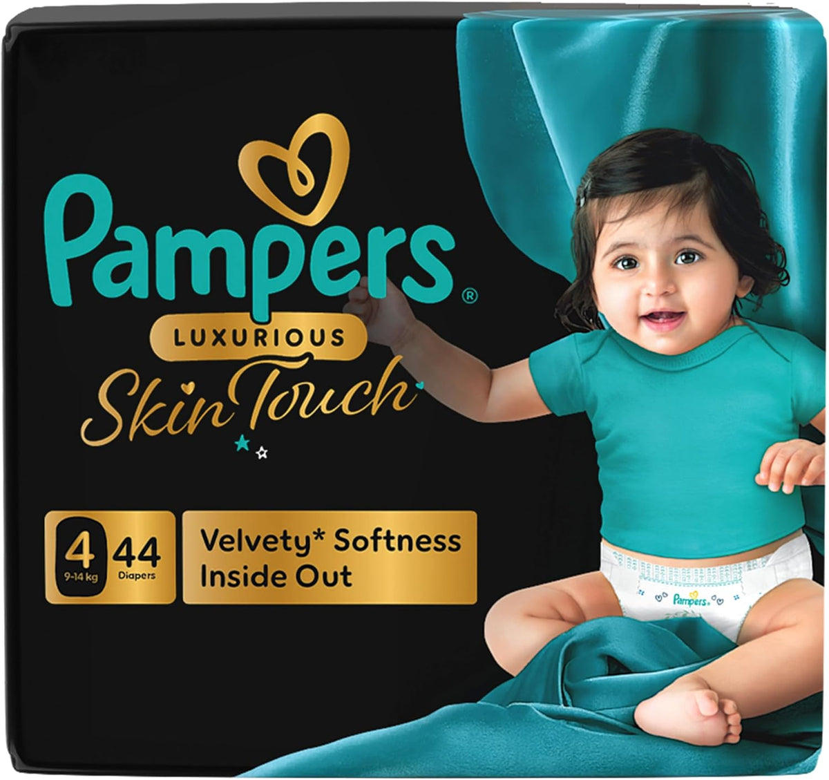Pampers Luxurious Skin Touch Premium Diapers Size 4, 9-14kg 44 for Toddlers