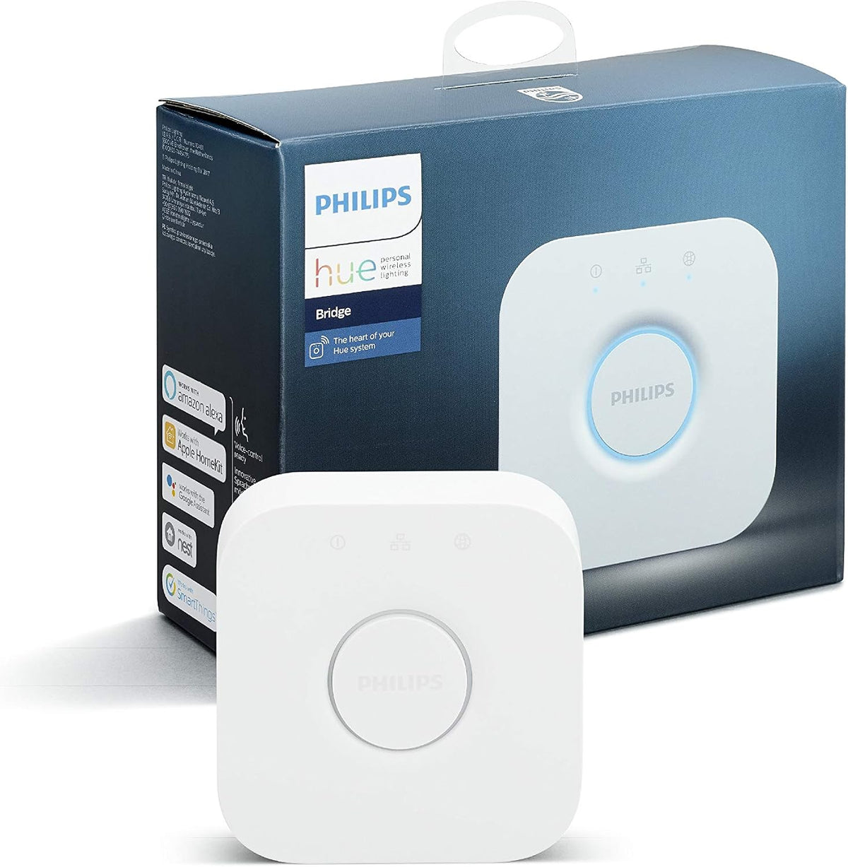 Philips Hue Bridge Smart Lighting Hub Controller for Hue Smart Bulbs & Devices – Supports Alexa, Google Home & Apple HomeKit Integration 929001180626 — White