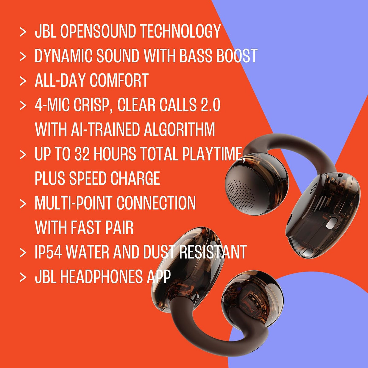 JBL Soundgear Clips Open-Ear Headphones — Ghost Black