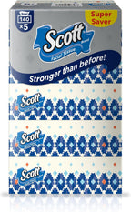 Scott Facial Tissue, 2 PLY, Super Saver, 140 Sheets x 5 Tissue Boxes — front product image