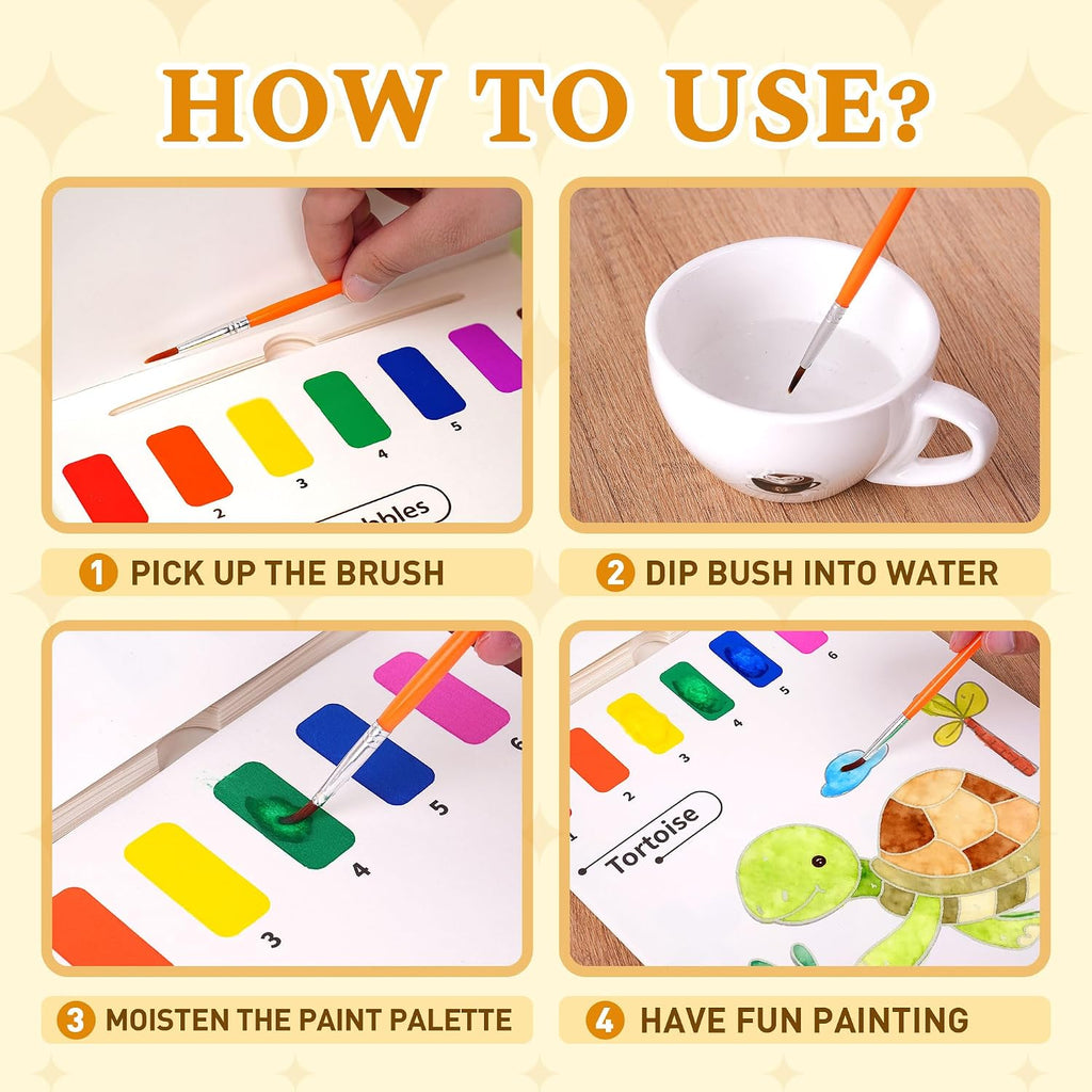 YPLUS Paint with Water Activity Books — 3 Themes