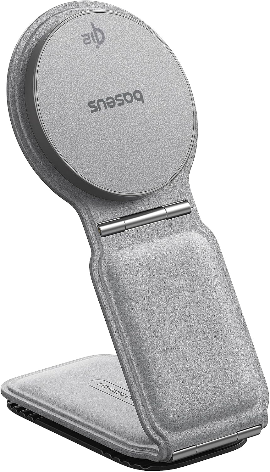 Baseus C02 Mega Qi2 Certified 15W MagSafe Car Charger Mount, Foldable Magnetic Phone Holder for Dashboard, 360° Rotatable Base — Frosted Grey