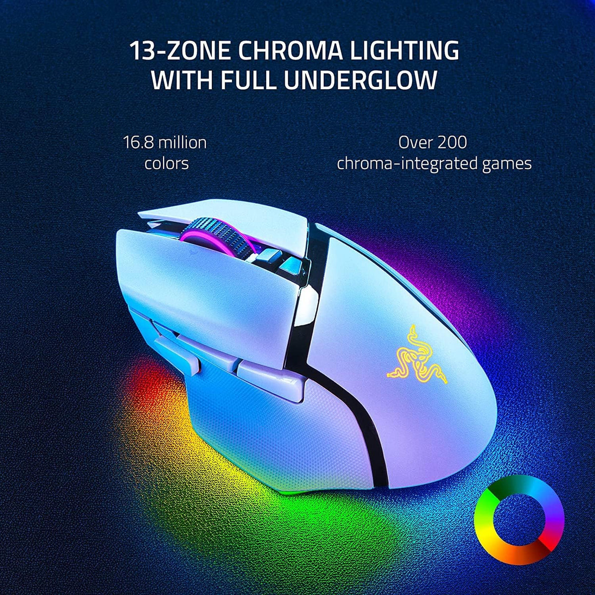 Razer Basilisk V3 Pro Customizable Wireless Gaming Mouse — White — product image 3