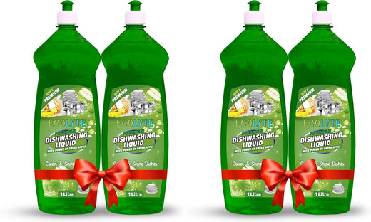 ECOLYTE+ Disinfectant Platinum Antibacterial dishwashing Liquid Soap Detergent & Perfect Shine (Green Apple, 1 Liter)