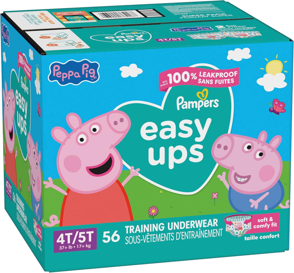 Pampers Easy Ups Boys & Girls Training Pants 4T-5T 56 count