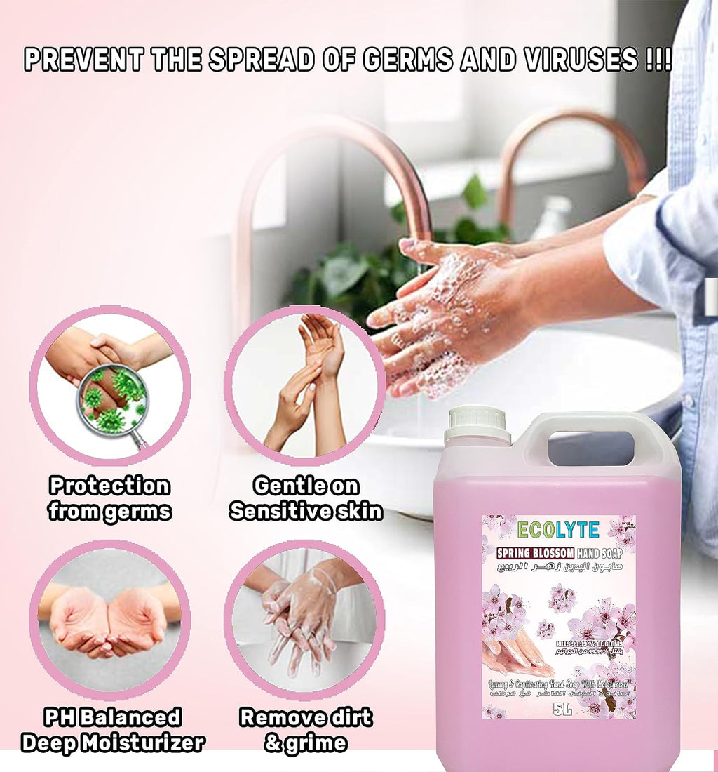 ECOLYTE+ Disinfectant Ecolyte Premium Hand Wash Liquid Refill - 5 Liter - Spring Blossom - Effective Germ Protection — additional view 7