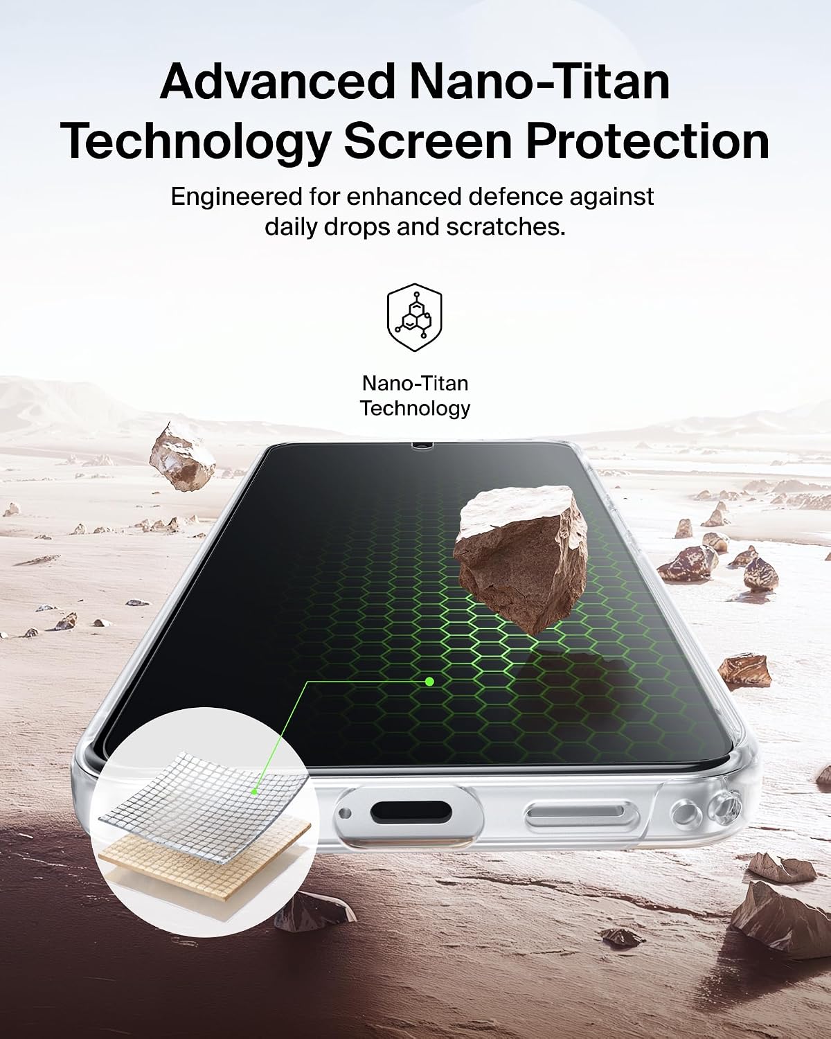 Belkin ScreenForce Titan Protective Bundle for Samsung Galaxy S26+ with Scratch Resistant Screen Protector, Shockproof Phone Case and Anti-Reflective Camera Lens Protector - 4M Drop Protection